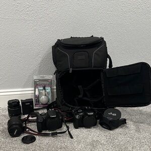 Canon Black DSLR Camera EOS Rebel T3 and T7 Bundle - SOLD AS IS